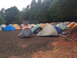 picture of tents on a flat ground in Georgia | Adventure in Missions World Race Training Camp